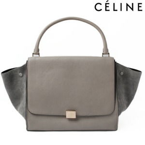 Celine Trapeze Calf Suede Handbag Grey